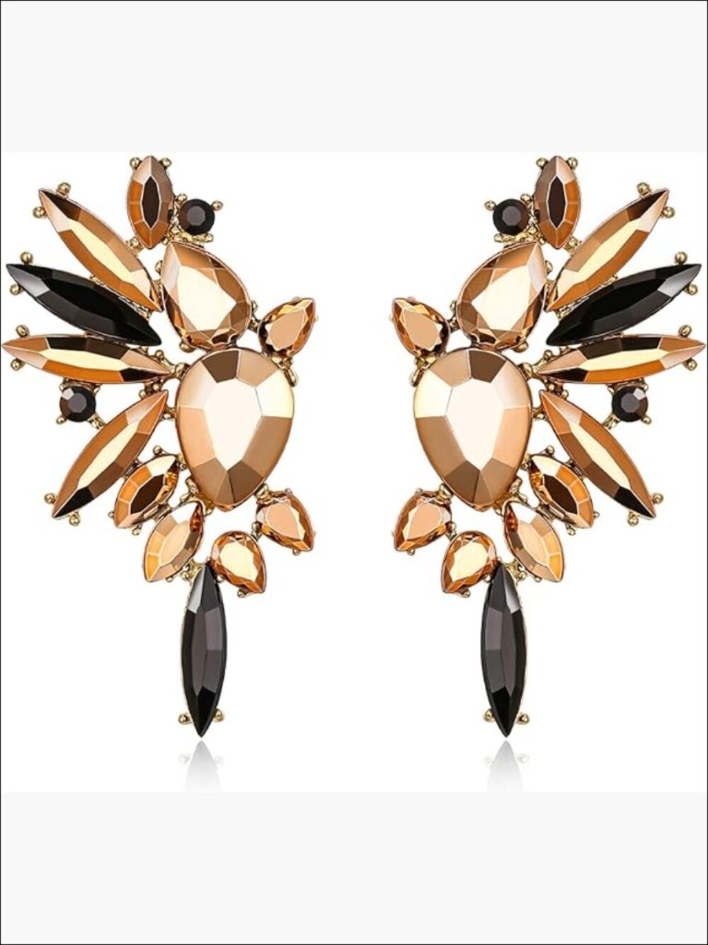 Vintage Rhinestone Statement Drop Dangle Crystal Earrings, Bling Cluster - Picture 1 of 7